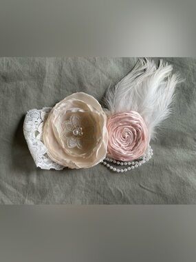 Bohemian Floral Beaded Great Gatsby Style Headband - Infant Size